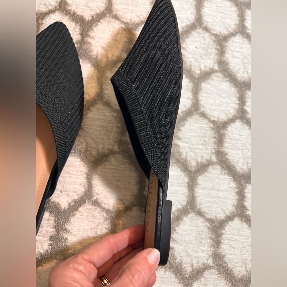 Journee Collection Textured Black Mules 8 Ribbed stretch material - Picture 7 of 11